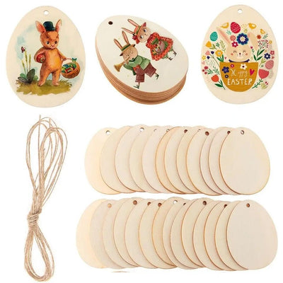 Ostern Holzanhänger 40pcs Ostereier Dekoration mit String DIY Handwerk