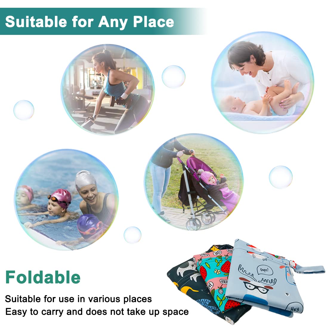 Sac humide, sac à couches 3 Pièces, Sac Organisateur Lavable