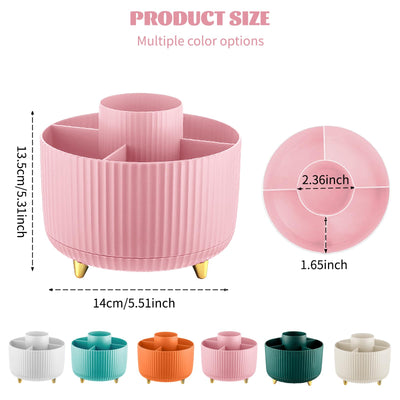 360° Make up Organizer, Brush Holder Cosmetic Storage with 5 compartments