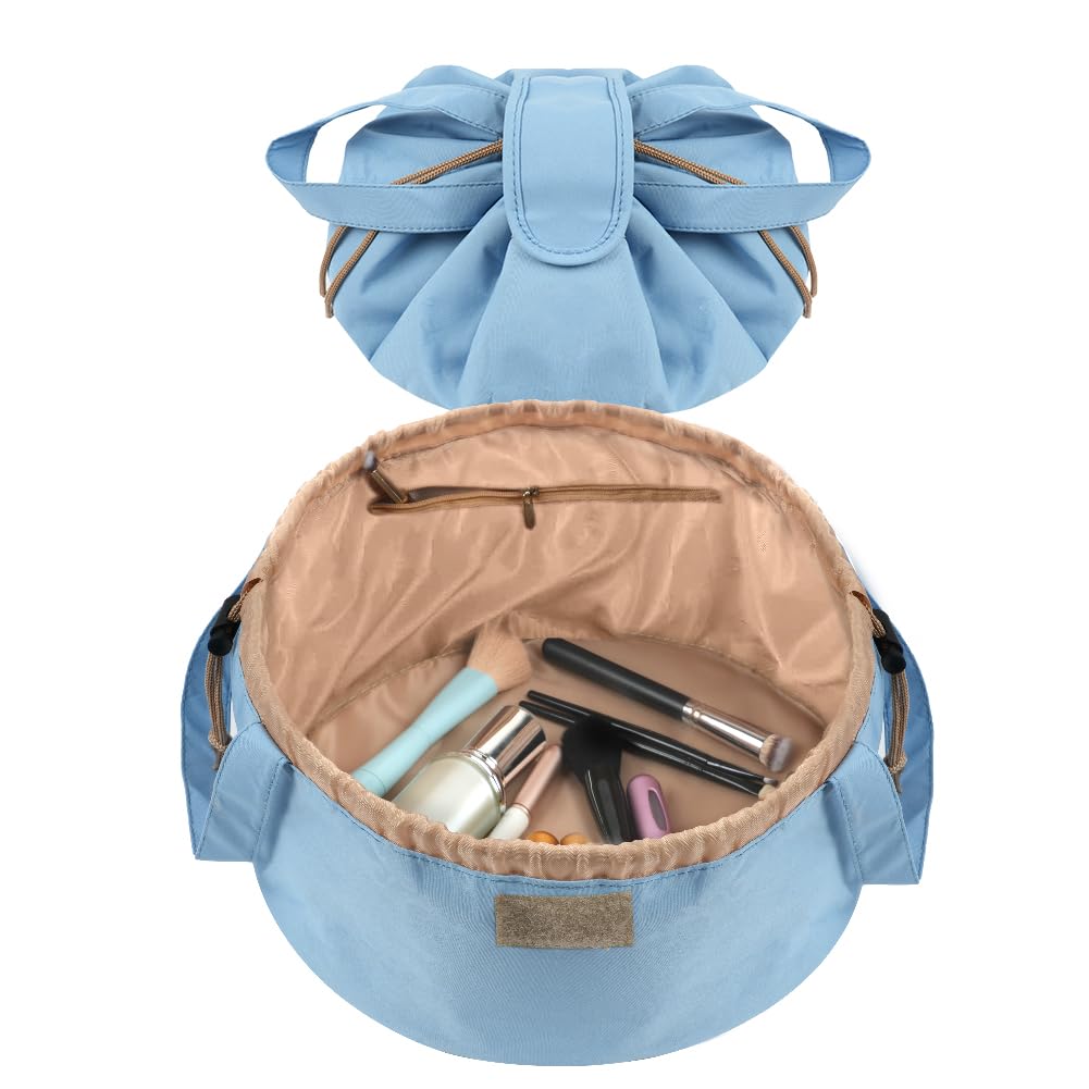 Trousse de maquillage de grande capacité avec cordon, trousse de maquillage de voyage portable