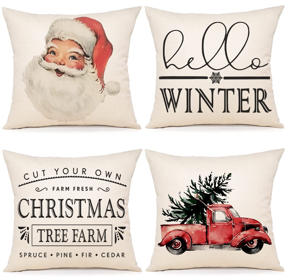 Cushion cover set of 4 cushion cover Christmas cushion covers decorative cushions linen cushion covers for decoration Christmas sofa