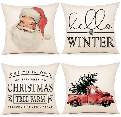 Cushion cover set of 4 cushion cover Christmas cushion covers decorative cushions linen cushion covers for decoration Christmas sofa