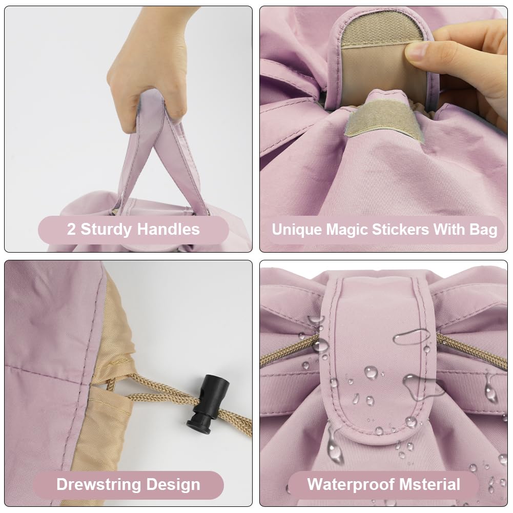 Trousse de maquillage de grande capacité avec cordon, trousse de maquillage de voyage portable