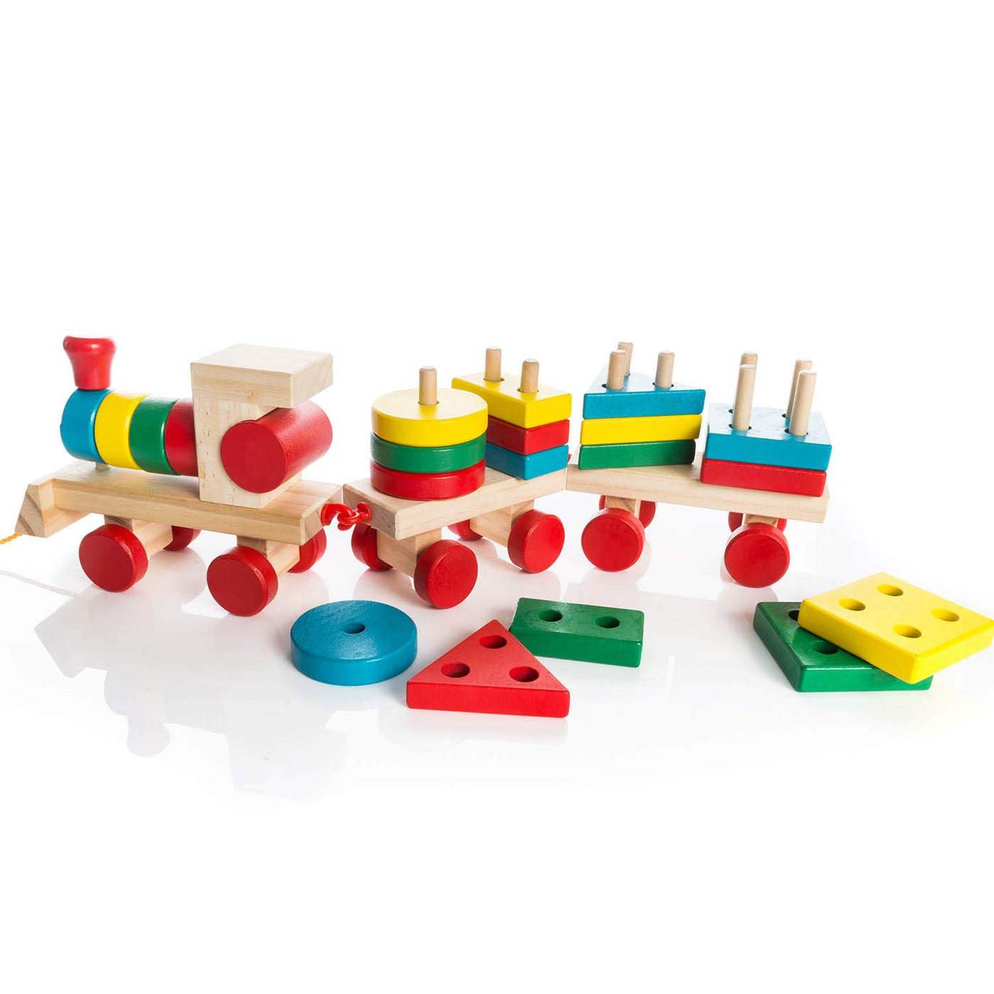 Wooden train toy train made of wood; wooden sorting cube