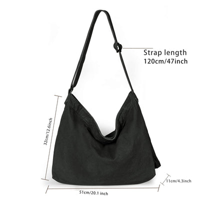 Canvas Shoulder Bag, Canvas Crossbody Bag Large Shoulder Bag with Adjustable Strap