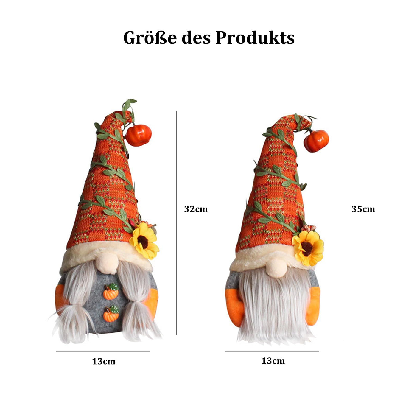 Autumn gnome decoration, 2 pieces handmade harvest festival faceless doll gnome, for Thanksgiving Halloween