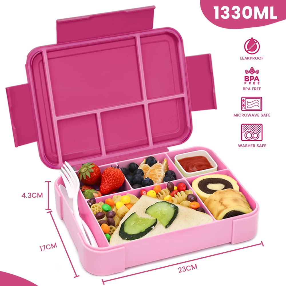 Kids lunch box with compartments ,lunch box kids bento box leakproof with 6 compartments cutlery set,snack box breakfast box