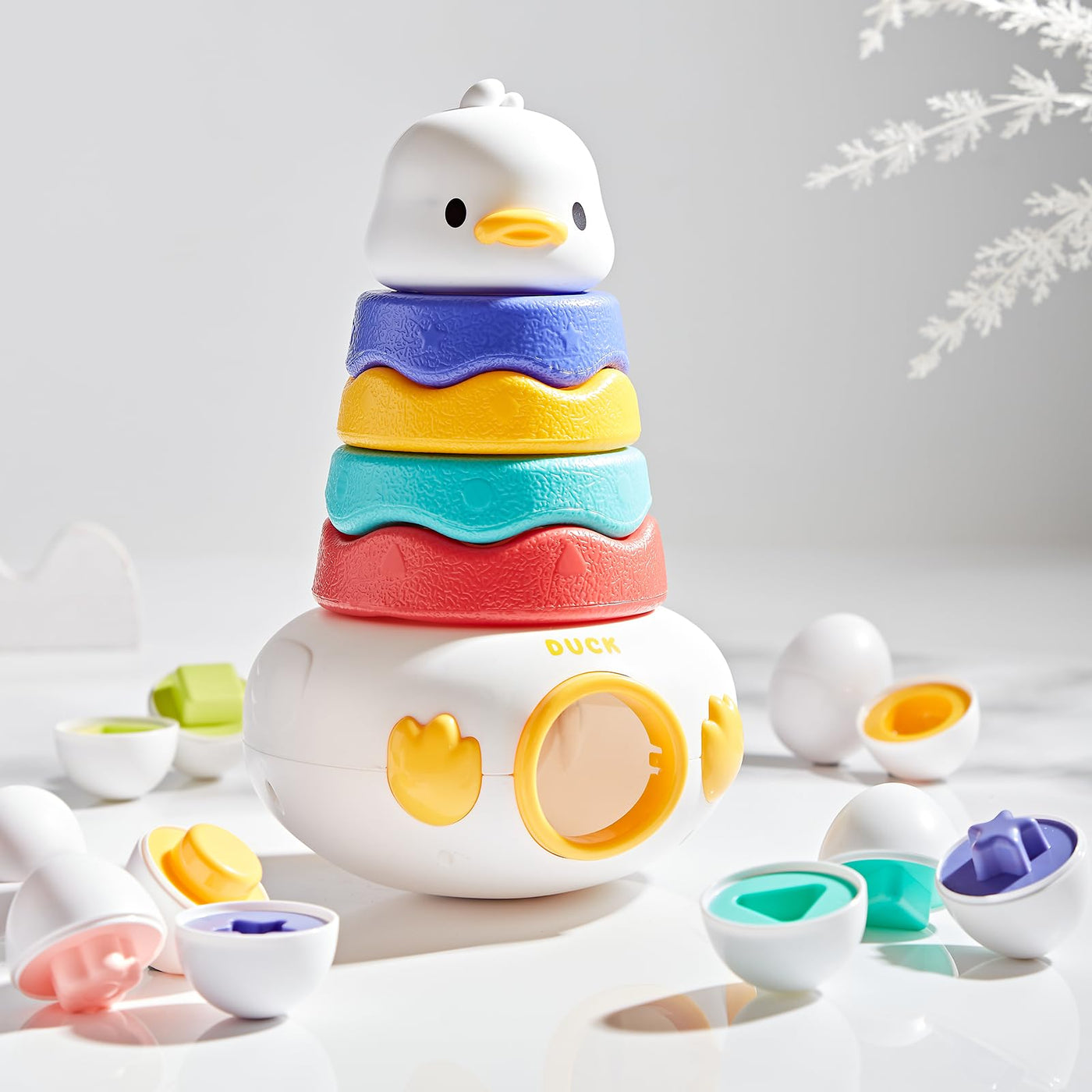 Baby stacking toy with rings, 3in1 matching Easter eggs, stacking tower for stacking play