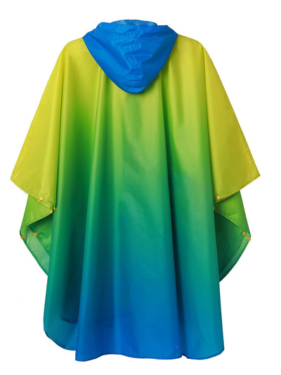 Rain cape with hood zipper, reusable raincoat, rain poncho bike hiking