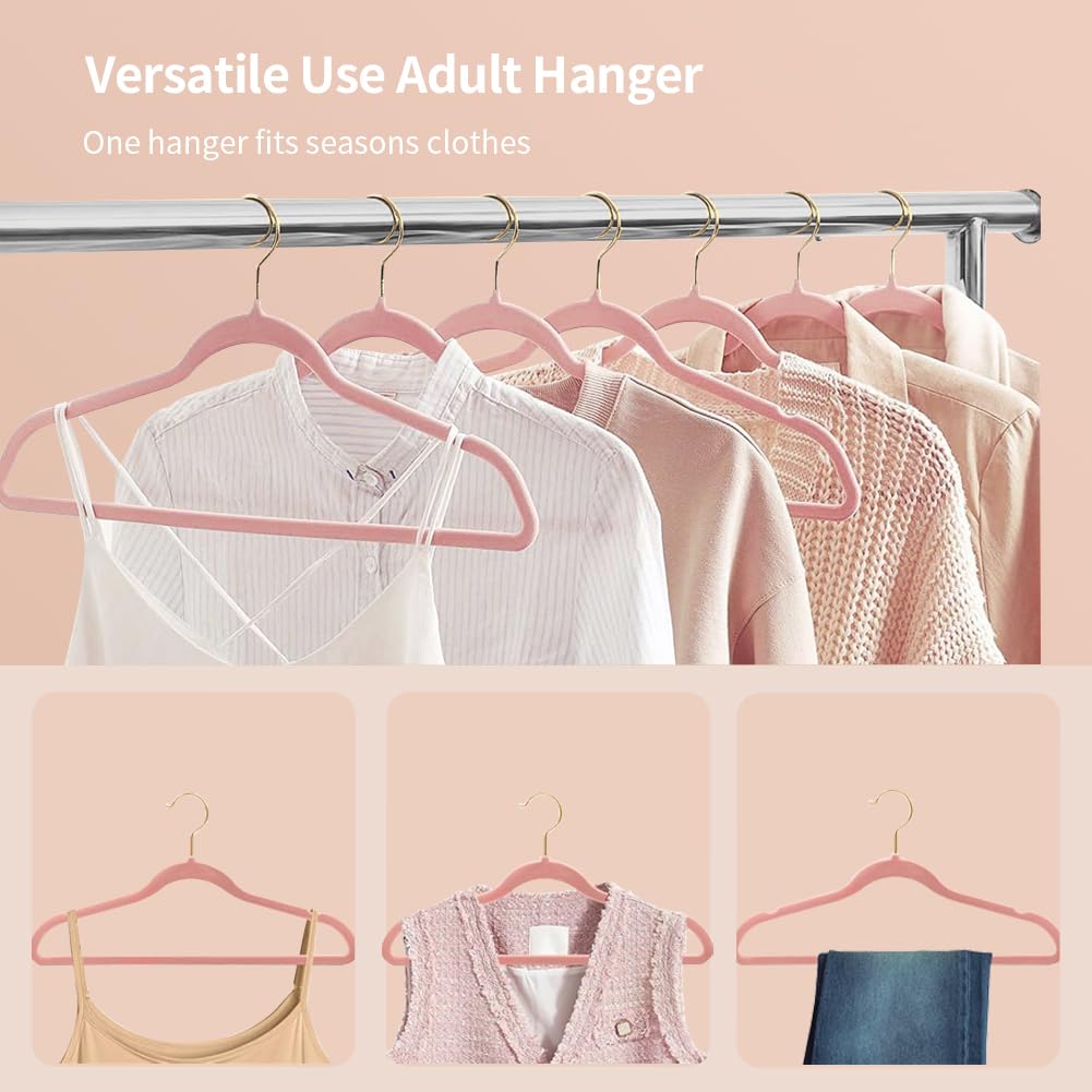 Velvet Hangers Non-slip Hangers with Shoulder Notches for Adults