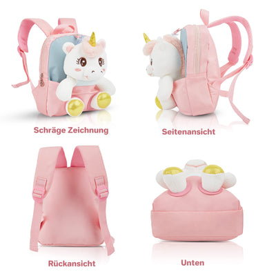 Kleiner Kinderrucksack,Abnehmbarer Plüschpuppen-Kindergartenrucksack