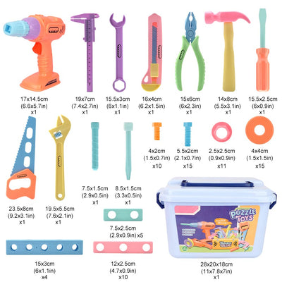 79 pieces children's tool toy, construction tool toy with storage box tool box children's toy role play