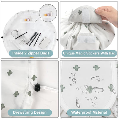 Trousse de maquillage de grande capacité avec cordon, trousse de maquillage de voyage portable