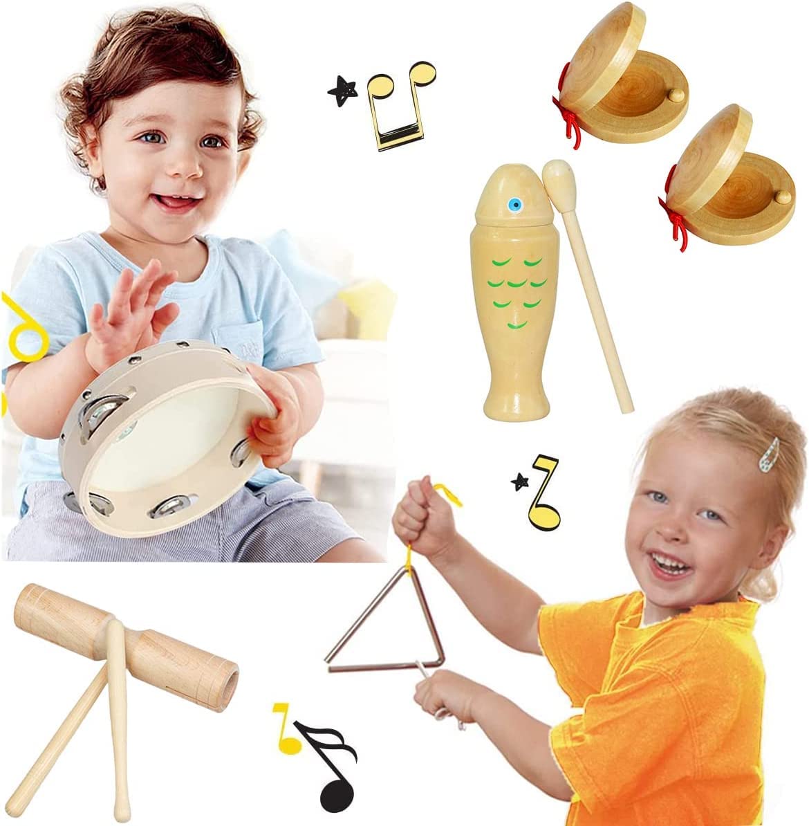 Set d'instruments de musique pour enfants, set de percussions en bois Schlagwerk Rhythm