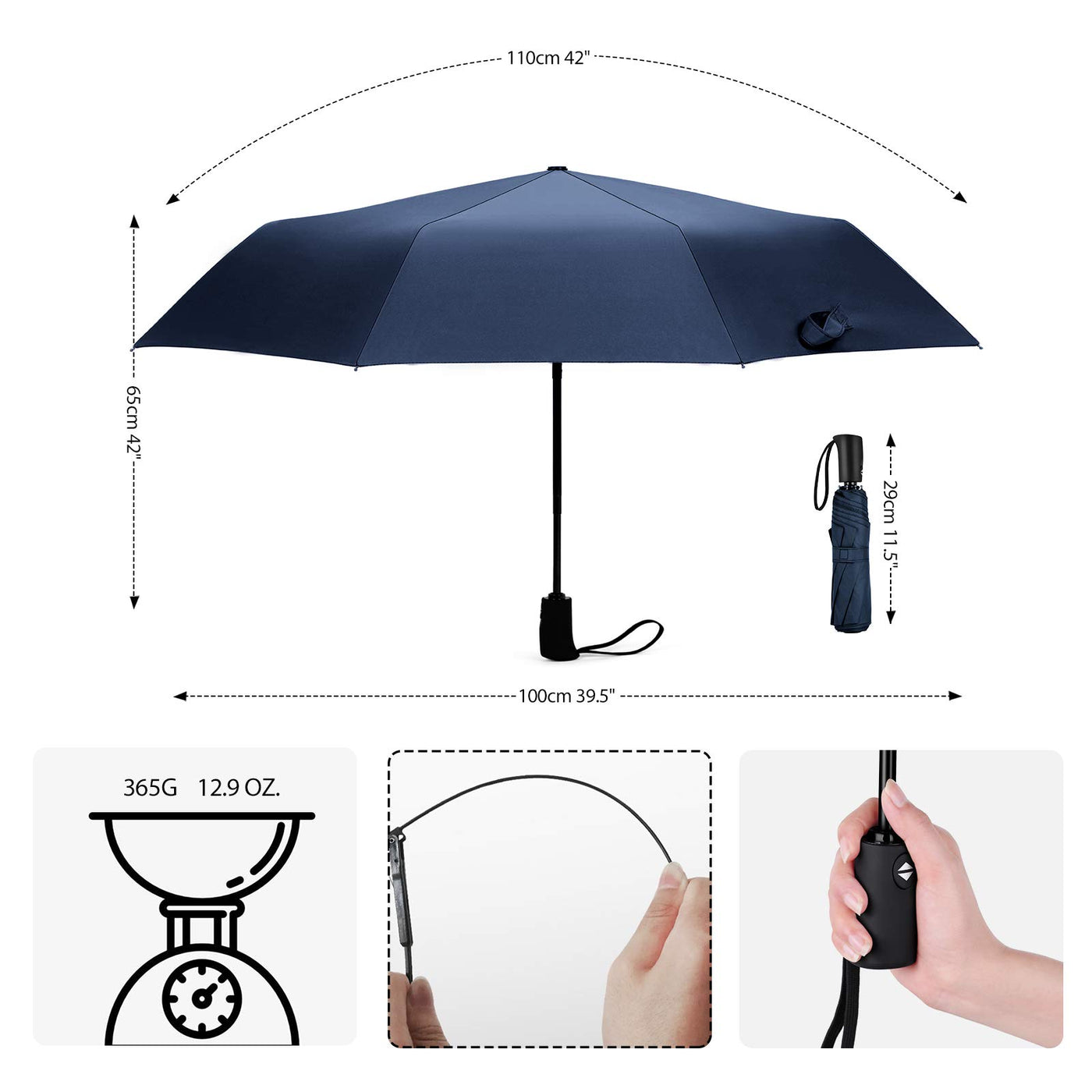 Umbrella, compact strong windproof automatic umbrellas, folding lightweight