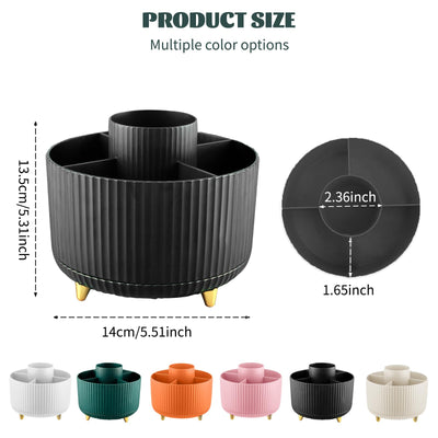 360° Make up Organizer, Brush Holder Cosmetic Storage with 5 compartments