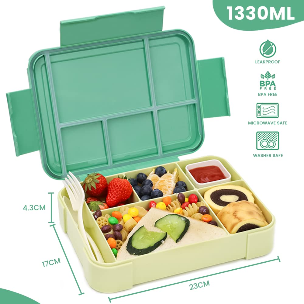 Kids lunch box with compartments ,lunch box kids bento box leakproof with 6 compartments cutlery set,snack box breakfast box