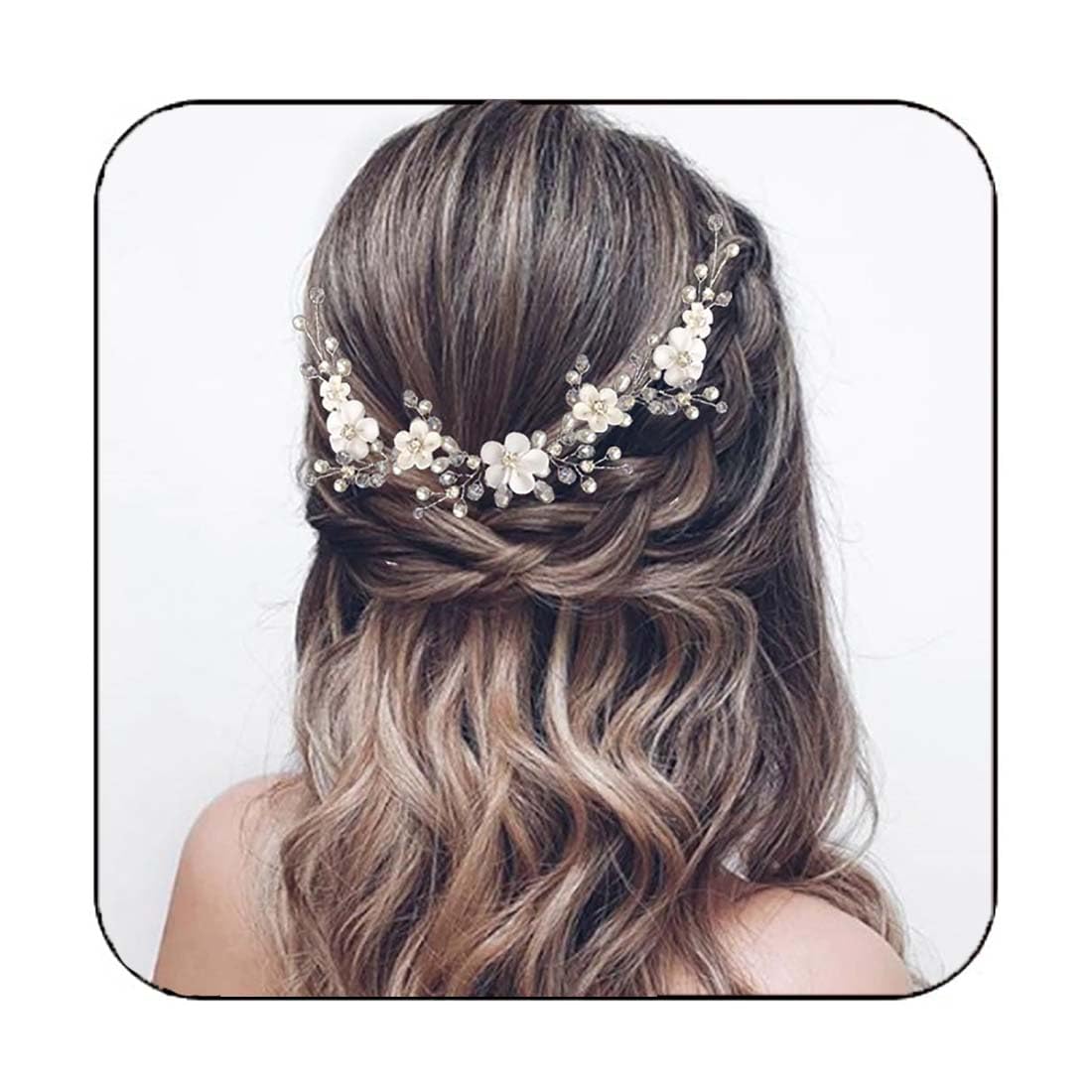 Coiffure fleurie perles accessoires de cheveux mariage coiffure de mariée en cristal