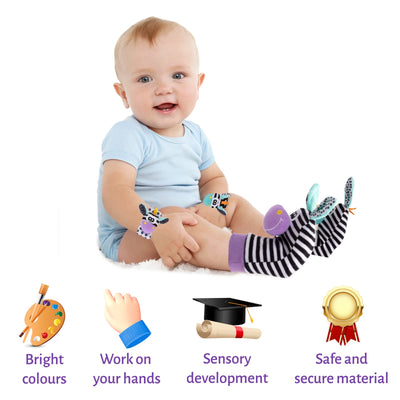 4Pcs rattle baby socks baby toy wrist and newborn toy for babies, early education