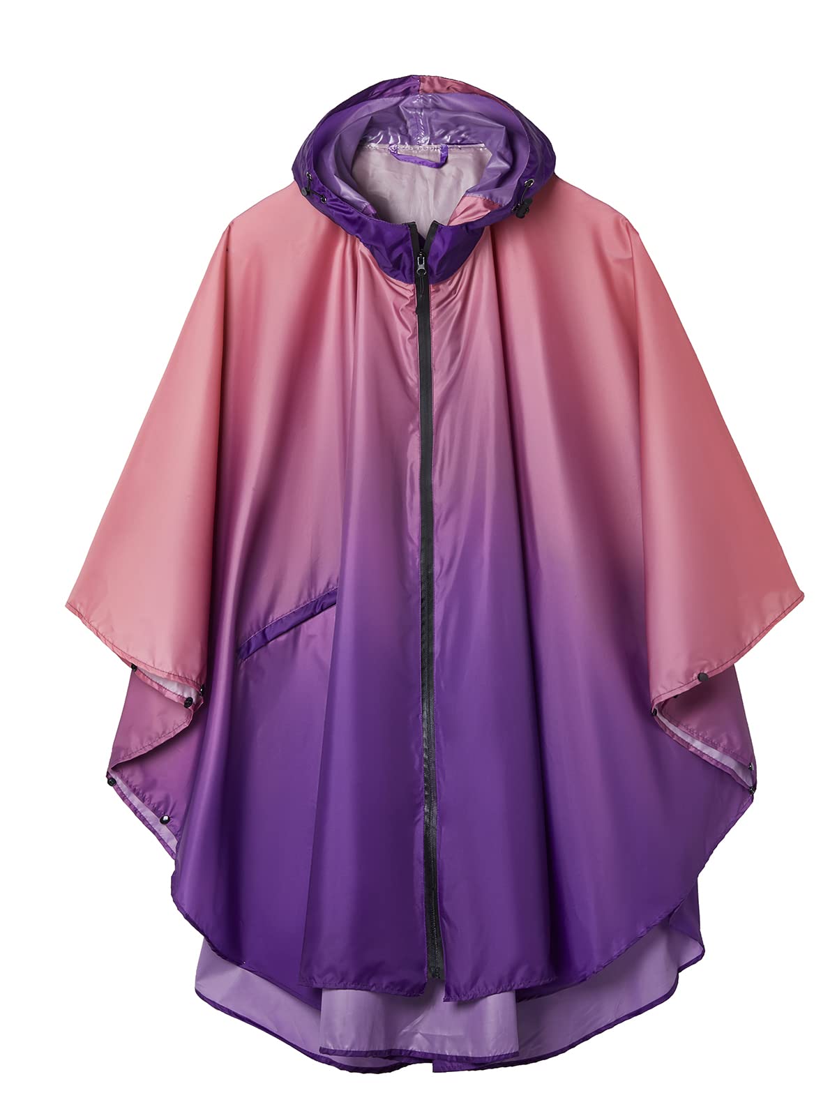 Rain cape with hood zipper, reusable raincoat, rain poncho bike hiking