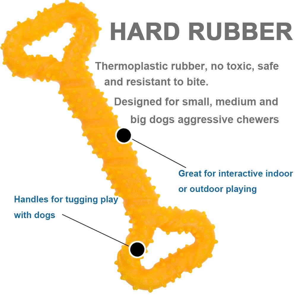 Jouet pour chien robuste en forme d'os à mâcher en caoutchouc dur avec un design convexe