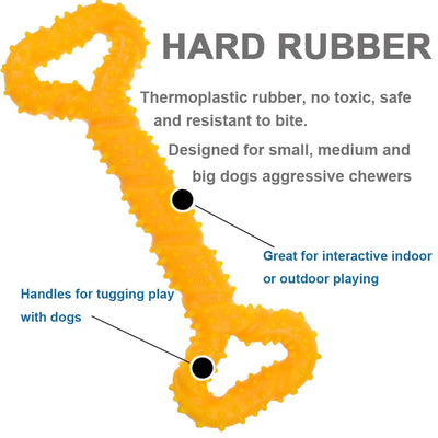 Jouet pour chien robuste en forme d'os à mâcher en caoutchouc dur avec un design convexe