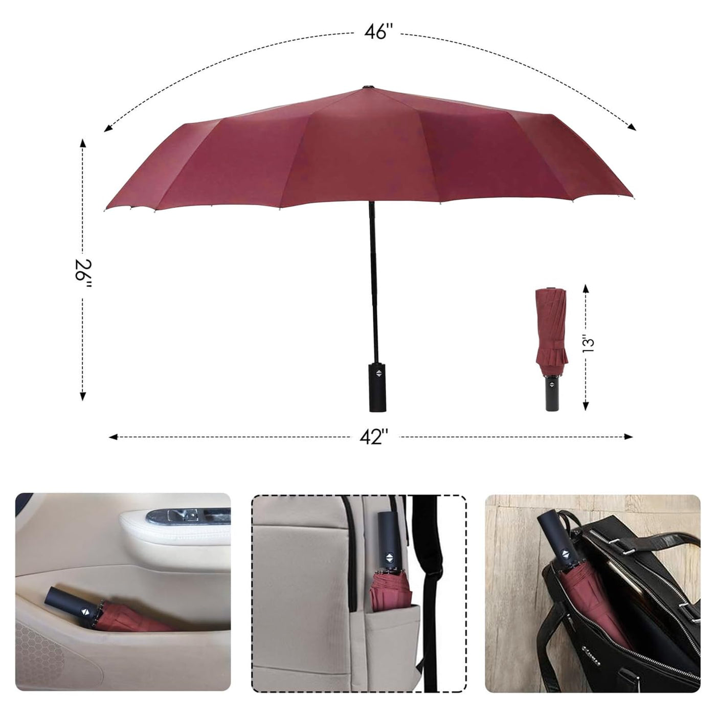 Umbrella, compact strong windproof automatic umbrellas, folding lightweight