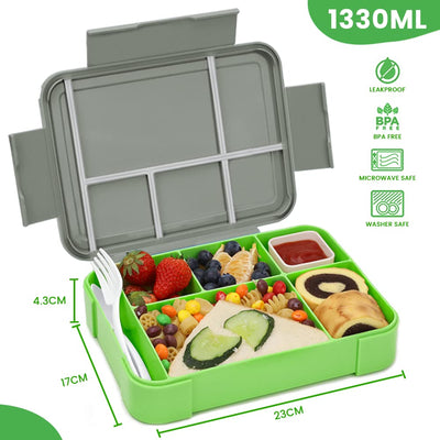 Kids lunch box with compartments ,lunch box kids bento box leakproof with 6 compartments cutlery set,snack box breakfast box