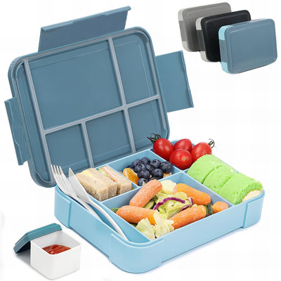 Boîte à lunch pour enfants avec compartiments L, boîte à lunch pour enfants, boîte à bento étanche avec 6 compartiments, set de couverts, boîte à goûter, boîte à déjeuner