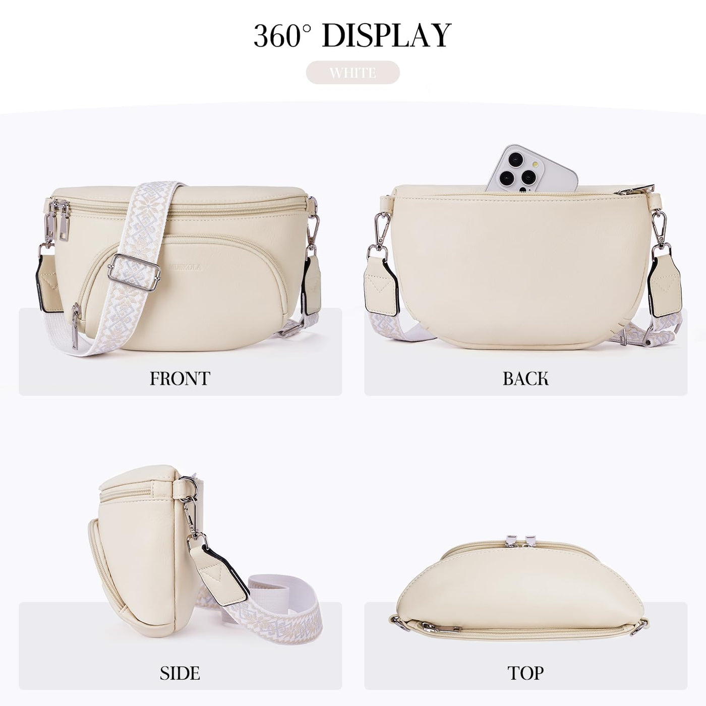 Sacs à bandoulière, sac à bandoulière en cuir végétal, sac à bandoulière pour dames, pochette de poitrine avec fente pour cartes, blocage RFID, avec large bandoulière détachable et réglable