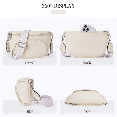 Sacs à bandoulière, sac à bandoulière en cuir végétal, sac à bandoulière pour dames, pochette de poitrine avec fente pour cartes, blocage RFID, avec large bandoulière détachable et réglable