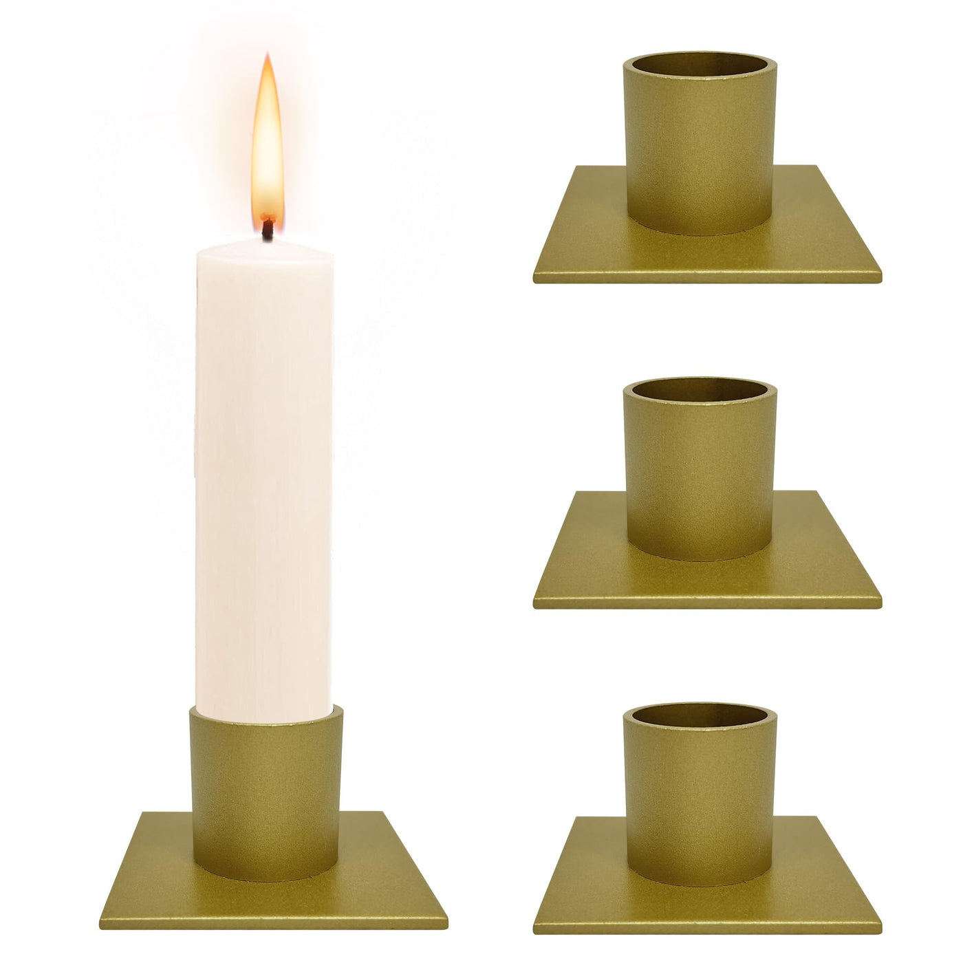 Candle holder for pillar candles and table candles made of metal, stylish design, candle holder for an elegant room decoration