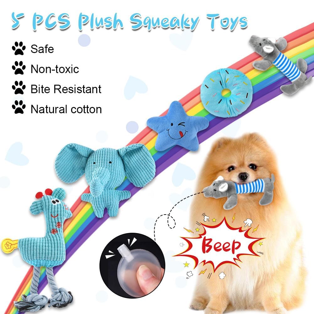 Ensemble de jouets pour Chiens, Jouet pour Chien Petits Chiens, Peluche avec Couineur, Jouet à mâcher Grinçant pour Petits Chiens Moyens, Peluche