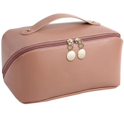 Sac cosmétique de voyage, trousse de beauté en cuir PU, grande trousse de maquillage