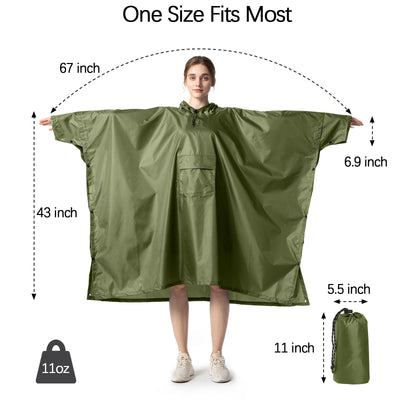 Rain cape Raincoat Rain jacket Waterproof Hiking Cycling Outdoor 3in1 Multipurpose