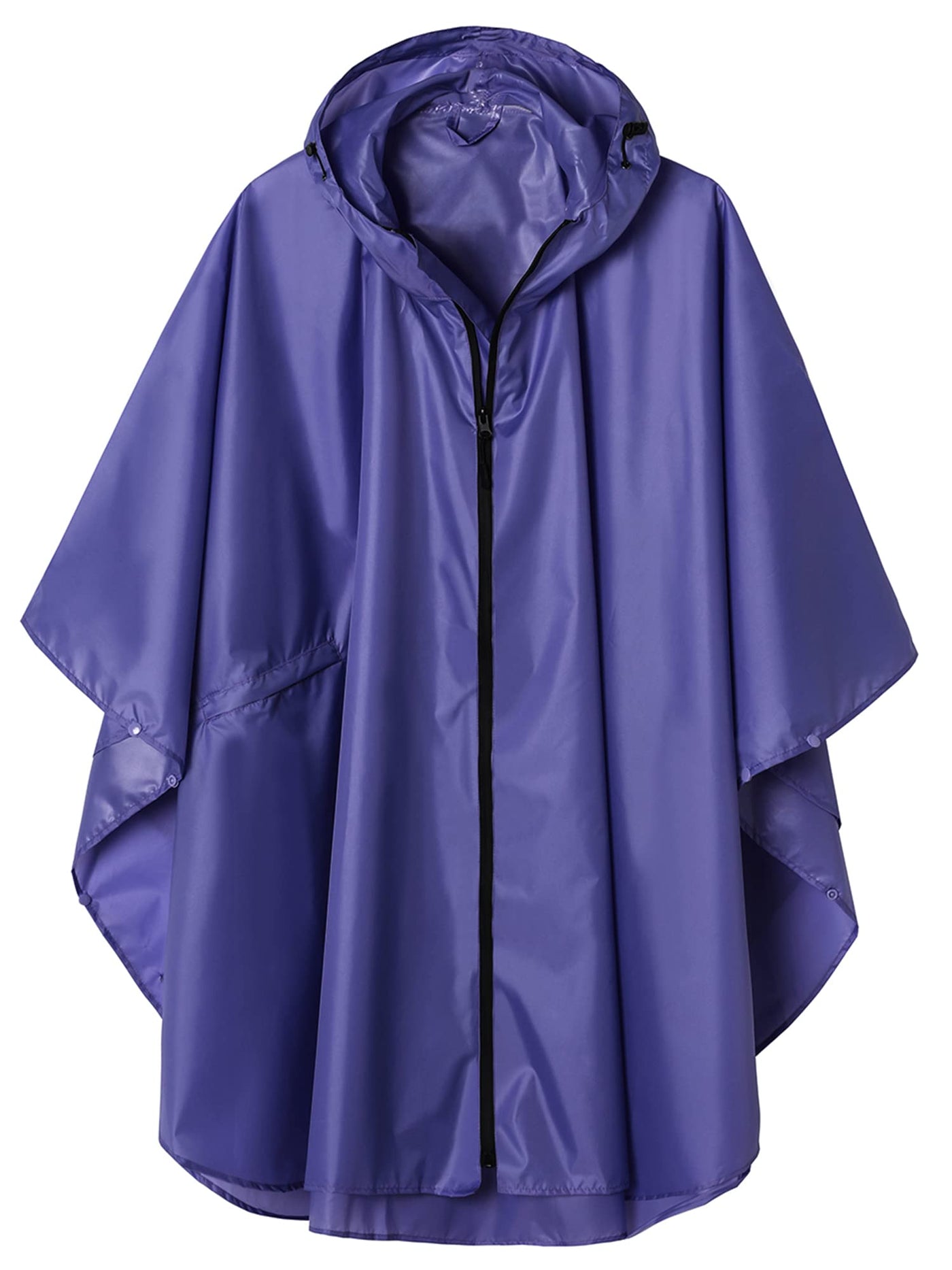 Rain cape with hood zipper, reusable raincoat, rain poncho bike hiking