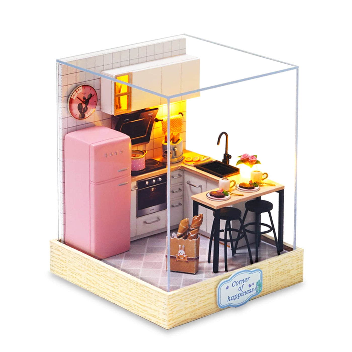 Maison de Poupée Miniature DIY pour les débutants à la Construction, Maison de Poupée Miniature à Construire Soi-même, Kit de Maisons Miniatures avec Outils, Ensemble d'artisanat Maison en Bois, Cuisine