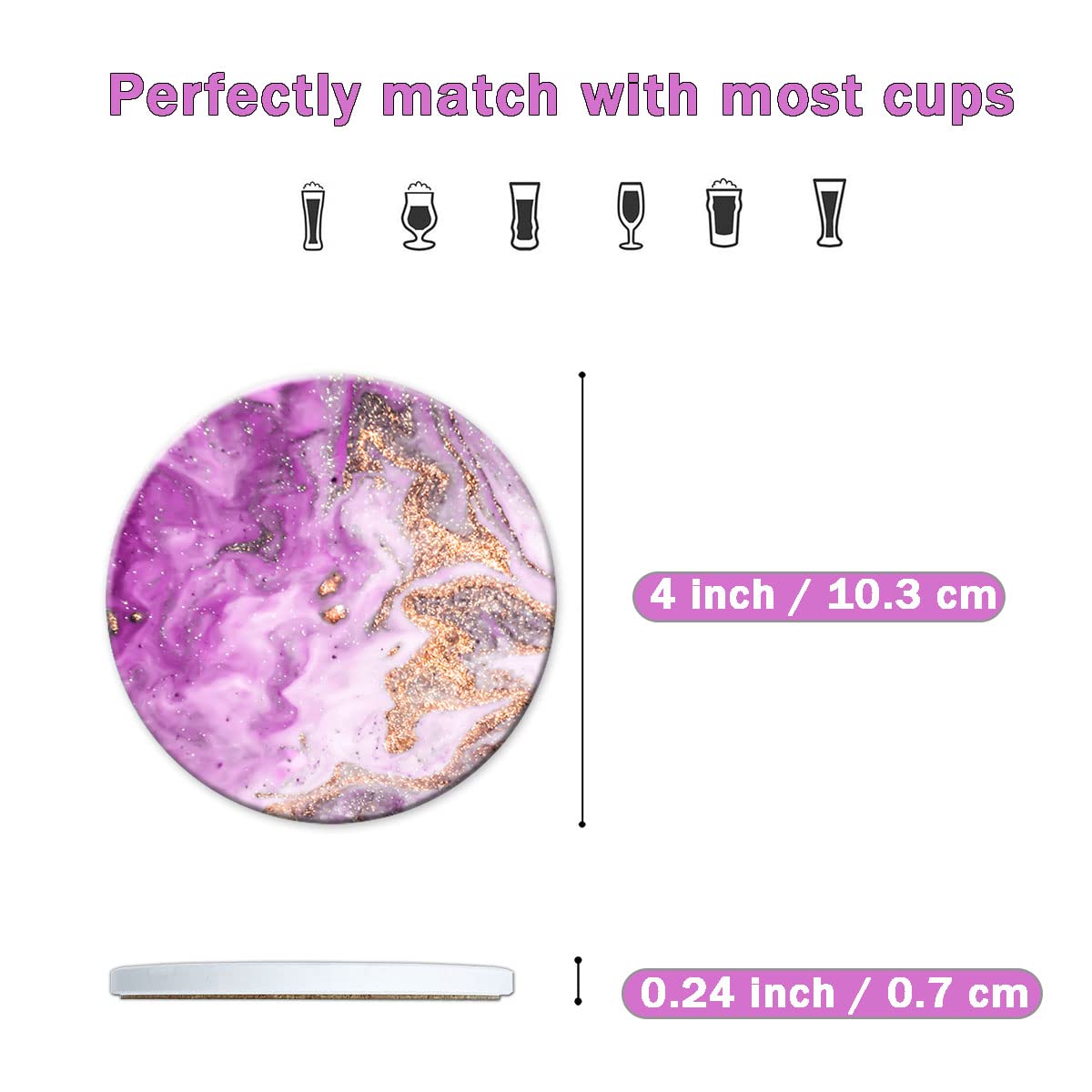 Sous-verres pour boissons, Sous-verres en céramique avec base en liège