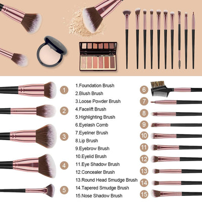 Brush Set Makeup, 15 Piece Professional Brush Set