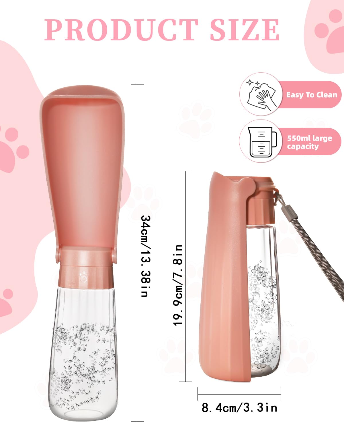 Portable Pet Drinking Bottle, foldable Design