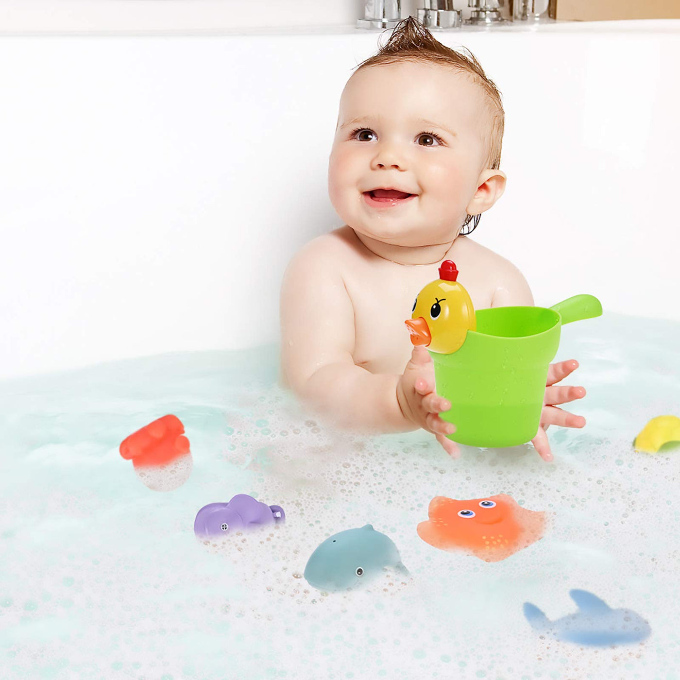 10Pcs bathtub toys for baby from 1 years, bath toys water toys baby cute water squirting animals for baby bathtub gift