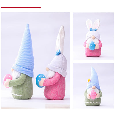 2 pièces décoration de Pâques gnome, fait main en peluche lapin de Pâques gnome avec œufs