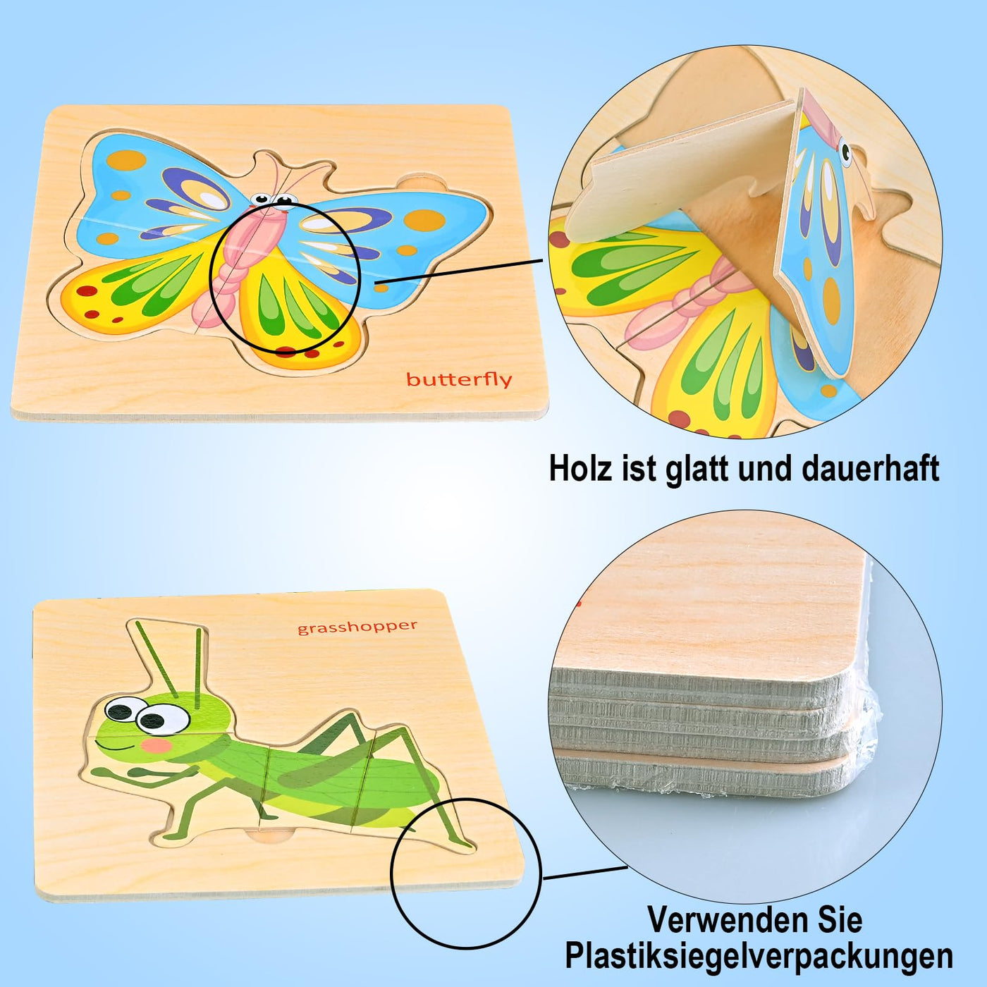 Puzzle, 8 piece wooden puzzle, animal puzzle wood gift for baby and toddler