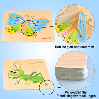 Puzzle, 8 piece wooden puzzle, animal puzzle wood gift for baby and toddler