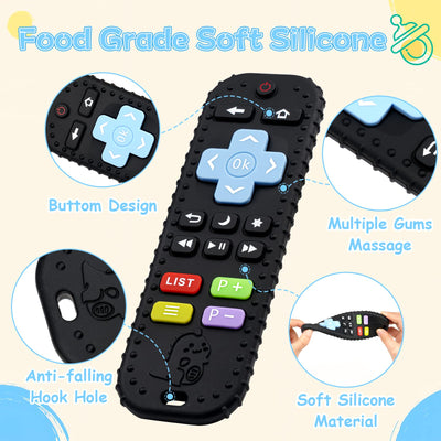 Dentition pour bébé avec télécommande, aide à la dentition en silicone sans BPA avec chaîne de tétine en silicone pour bébé