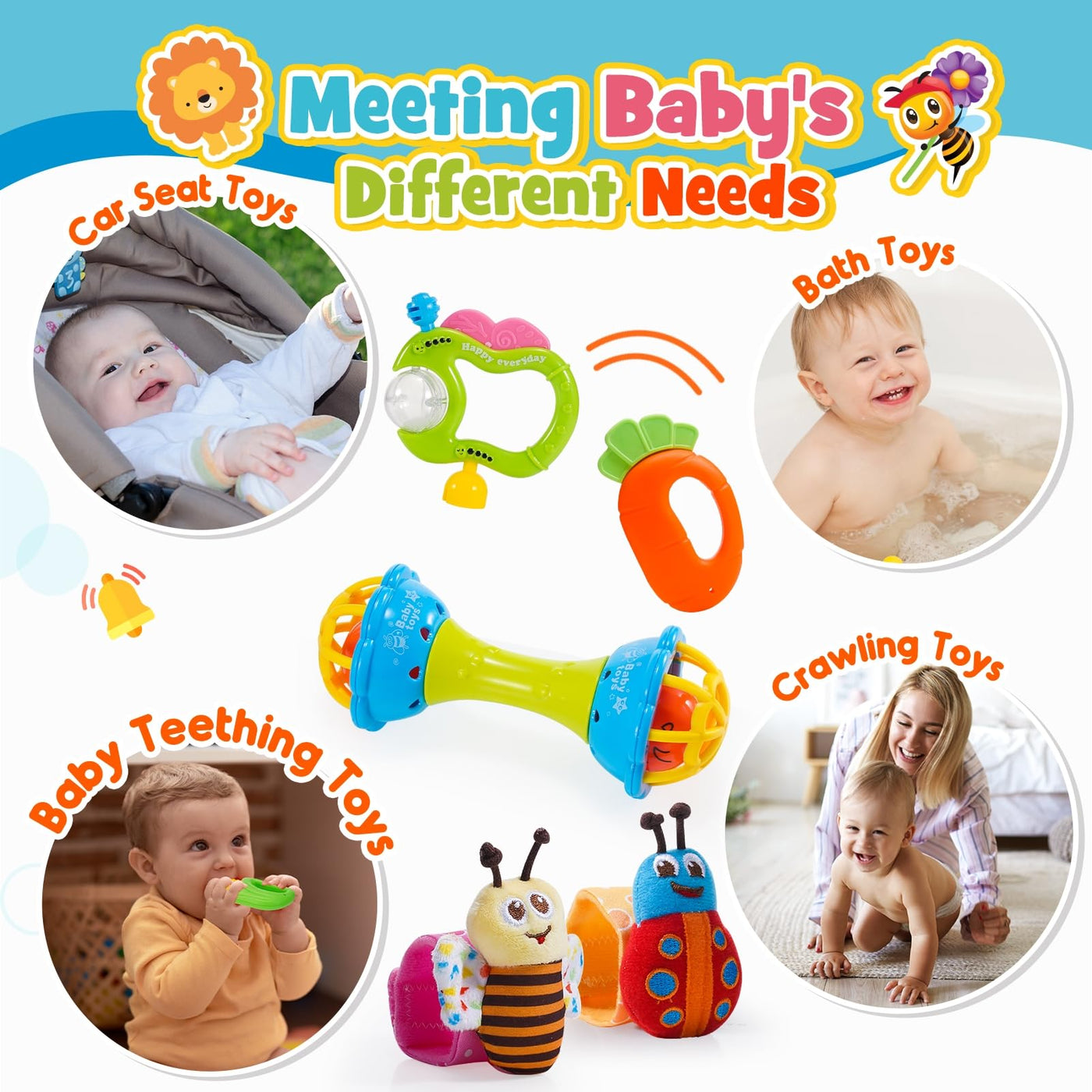 Lot de 14 hochets Jouets pour bébés Bébé