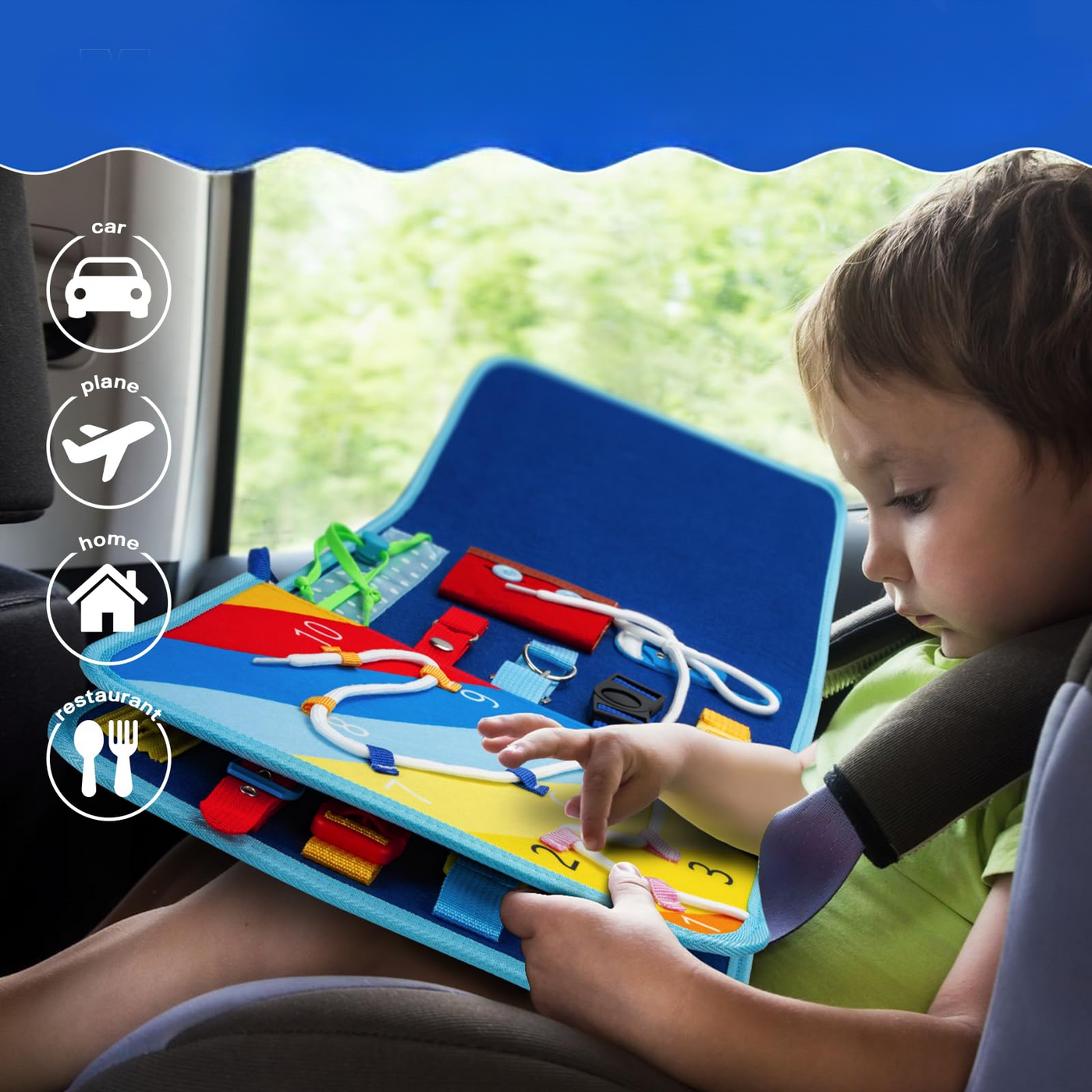 Busy Board Toddler Activity Board Car Airplane Travel Toy