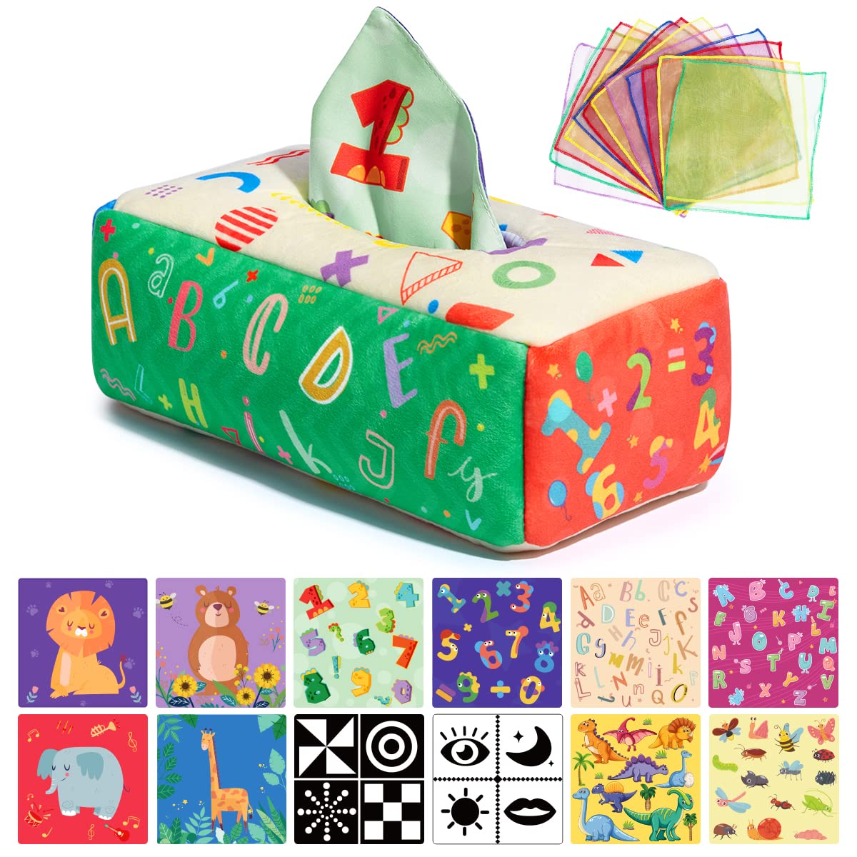 Tissue box toys ,Contrast baby toys