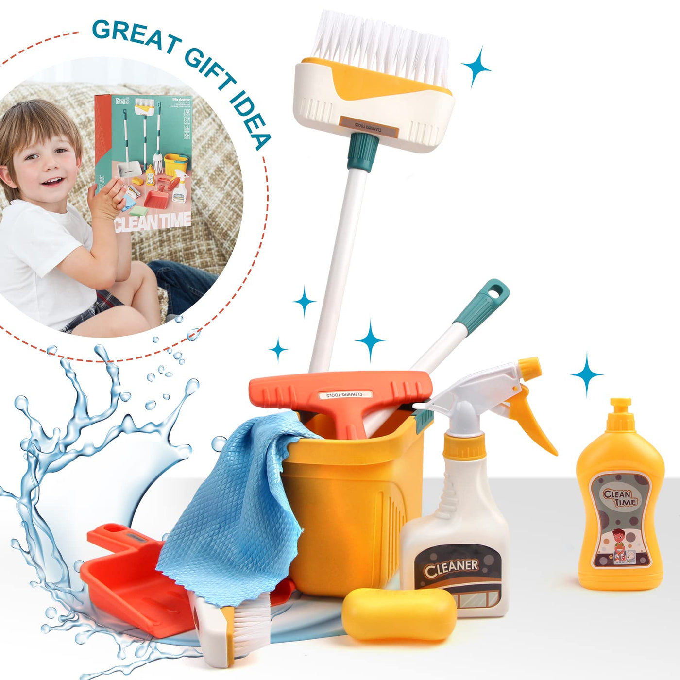 Set balai enfants, set pelle et balai 12pcs kids cleaning set, kids broom set