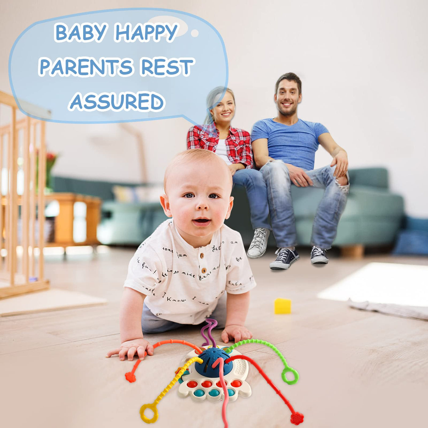 Jouet d'activité à tirer en silicone, jouet sensoriel pour les tout-petits, jouet de voyage pour les bébés